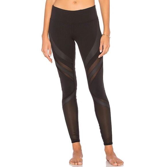 ALO YOGA Epic Leggings In Black sheer, Med $138 E11 - Picture 1 of 9